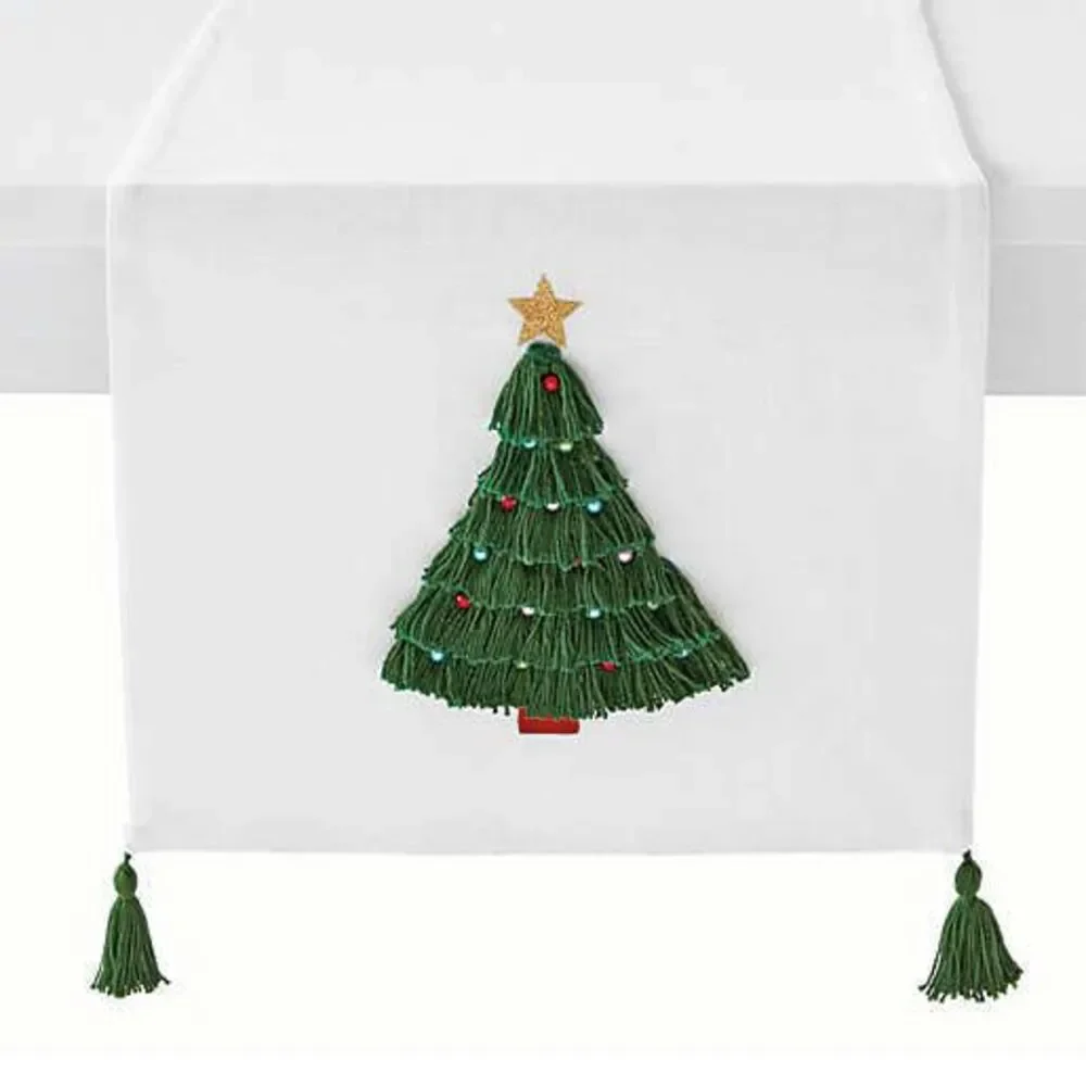 Christmas Evergreen Tree Table Runner  72x14